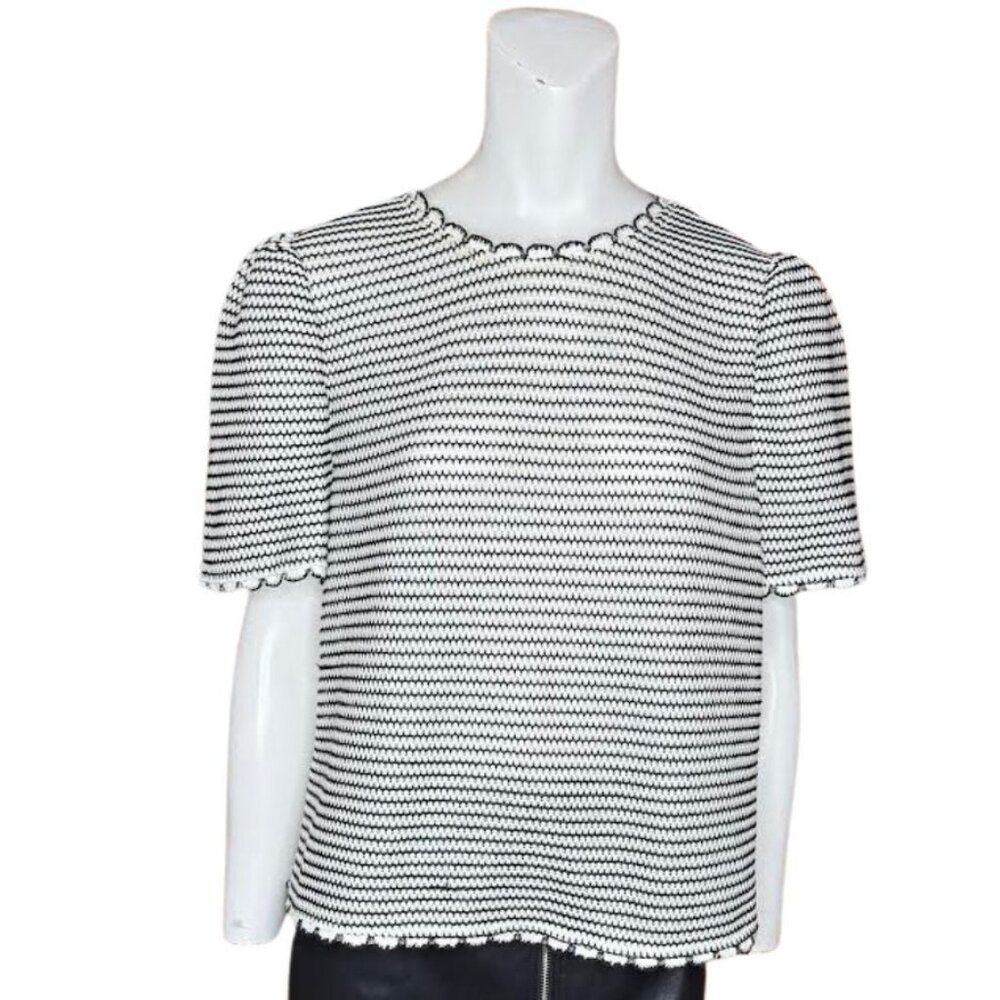 Dress Me Up Black and Cream Adrianna Papell Top Size L NWT